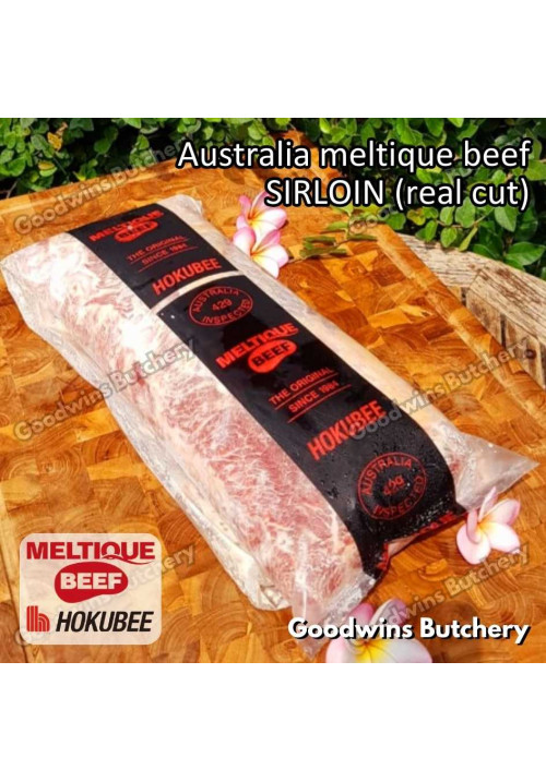 Beef Australia MELTIQUE SIRLOIN (real cut) brand HOKUBEE frozen whole cut +/- 4 kg/pc, 40x16x8m (price/kg) Striploin / New York Strip / Has Luar